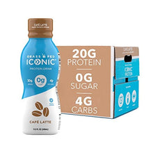 Load image into Gallery viewer, ICONIC Beverages Protein Drinks, Cafe Latte, Low Carb, High Protein, 20G Protein + 180mg Caffeine, Grass Fed, Lactose Free, Gluten Free, Non-GMO, Kosher, Keto Friendly, 11.5 Fl Oz (Pack of 12)