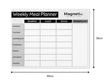 Load image into Gallery viewer, Magnetic Innovations Large A3 Fridge Meal Planner Board, Ideal as a Weekly Family Diet Planner, Food Shopping List, Menu Board, Includes 3 Markers