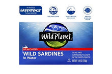 Load image into Gallery viewer, Wild Planet Sardines in Water, No Salt Added, Keto and Paleo, 4.4 Ounce (Pack of 12)