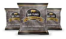 Load image into Gallery viewer, Mr Tubs Pork Double Hand Cooked Crackling - Keto & Paleo Friendly Meat Snack - 12 x 28g Foil Bags (Good Old Traditional Flavour)