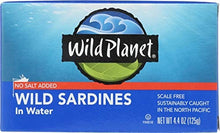 Load image into Gallery viewer, Wild Planet Sardines in Water, No Salt Added, Keto and Paleo, 4.4 Ounce (Pack of 12)