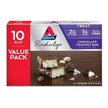 Load image into Gallery viewer, Atkins Endulge Treat Chocolate Coconut Bar. Rich Coconut & Decadent Chocolate. Keto-Friendly. Value Pack (10 Bars) - Carb Free Zone