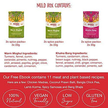 Load image into Gallery viewer, Bigger Value | Bang Curry Kits + Recipe E-Book | Mild Curry Selection Spices- 6x22g | Gluten Free - Vegan & Keto Friendly | Create Authentic Curry Dishes - Carb Free Zone