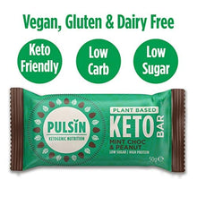 Load image into Gallery viewer, Pulsin Mint Choc & Peanut Keto Bar Multipack with High Protein, Low Carb, Low Sugar, Gluten-Free, All Natural & Vegan Protein Bar – 18 x 50g Bars