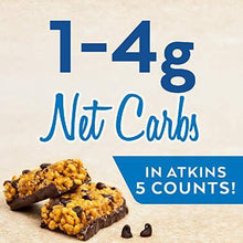 Load image into Gallery viewer, Atkins High Protein Bar, Keto Snack, Low Carb, Low Sugar Chocolate Chip Crisp Snack Bar, 5 Bar Box x 4 (20 Bars Total) - Carb Free Zone