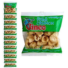 Load image into Gallery viewer, Ginco Salt and vinegar pork crunch, 12 x 25g Packs of Deliciously Seasoned Crispy Pork Puffs, High Protein Low Carb pub snacks, keto friendly snacks - Carb Free Zone