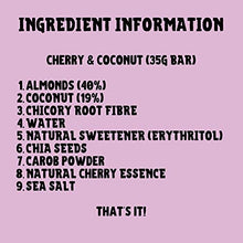 Load image into Gallery viewer, Suzero - Cherry & Coconut Healthy Snack Bars, 100% Natural, Vegan & Gluten Free, Keto and Paleo Snack, 16 x 35g Low Sugar Bars