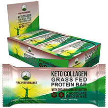 Load image into Gallery viewer, Keto Bars - Grass Fed Collagen + Bone Broth Keto Protein Bars with Organic Almond Butter. 12 Pack Keto Protein Bar Snacks No Added Sugar. 4 Flavors Keto + Paleo Perfect Snack Bar. Chocolate Brownie