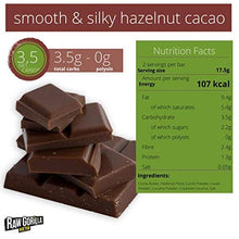 Load image into Gallery viewer, Raw Gorilla Smooth & Silky Hazelnut Keto Chok (10 x 35g) | Chocolate | No Sugar Added | Vegan | Organic | Keto-Friendly | Sugar-free Chocolate (Smooth & Silky Hazelnut, Case of 10)