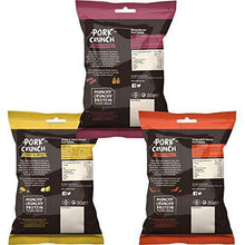 Load image into Gallery viewer, Skibbereen Pork Crunch Pub Snack Variety Pack - 12x30g Deliciously Seasoned Crispy Pork Puffs in 3 Flavours (4 x Each Flavour) - Low Carb & High Protein Snack - Keto Friendly - No Added Oils, No MSG