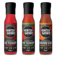 Load image into Gallery viewer, Hunter & Gather Unsweetened Sauces - 3 x 250g | Natural Ketchup and BBQ Sauce Keto, Paleo, Low Carb & Vegan Friendly | Free from Sugar & Sweeteners