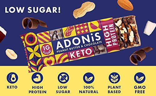 Adonis Keto Protein Bars | Peanut Butter & Chocolate Snack Bars | 100% ...