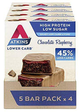 Load image into Gallery viewer, Atkins High Protein Bar, Keto Snack, Low Carb, Low Sugar Chocolate Raspberry Snack Bar, 5 Bar Box x 4 (20 Bars Total) - Carb Free Zone