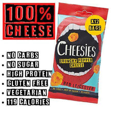 Load image into Gallery viewer, CHEESIES Crunchy Cheese Snack, Red Leicester. No Carb, No Sugar, High Protein, Gluten Free, Vegetarian, Keto 12 x 20g Bags - Carb Free Zone