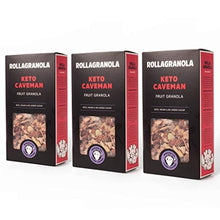 Load image into Gallery viewer, Rollagranola: Keto Caveman Fruit Granola | Paleo & Keto Granola | Gluten & Cereal Free | No Added Sugar | Keto Diet | Ideal for Diabetics | Handcrafted in The UK | 3 x 300g Packs