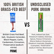 Load image into Gallery viewer, Prime Beef Salami Sticks - Lean, High Protein, Paleo & Keto Friendly - Made with British Grass Fed Beef… (Hot & Spicy)