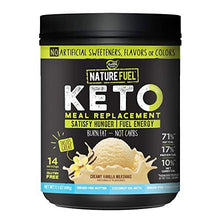 Load image into Gallery viewer, Nature Fuel Keto Meal Replacement Powder - Gluten Free with Coconut Oil MCTs and Grass-Fed Butter - Creamy Vanilla Milkshake - 14 Servings - Pantry Friendly