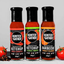 Load image into Gallery viewer, Hunter & Gather Unsweetened Sauces - 3 x 250g | Natural Ketchup and BBQ Sauce Keto, Paleo, Low Carb & Vegan Friendly | Free from Sugar & Sweeteners