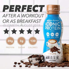 Load image into Gallery viewer, ICONIC Beverages Protein Drinks, Cafe Latte, Low Carb, High Protein, 20G Protein + 180mg Caffeine, Grass Fed, Lactose Free, Gluten Free, Non-GMO, Kosher, Keto Friendly, 11.5 Fl Oz (Pack of 12)