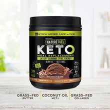 Load image into Gallery viewer, Nature Fuel Keto Meal Replacement Powder - Gluten Free with Coconut Oil MCTs and Grass-Fed Butter - Double Chocolate Milkshake - 14 Servings - Pantry Friendly