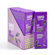 Load image into Gallery viewer, Sugar Free and Vegan Dark Chocolate Bars by Soopergood – Keto Friendly - Low Carb - Gluten Free - 65% Cacao - Smooth with hazelnut mylk – Sweetened with Stevia – Box of 12 x 40g