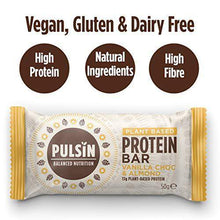 Load image into Gallery viewer, Pulsin Healthy Snack Natural Plant Based Vegan Free From Vanilla Choc Chip Protein Bar 18x50g