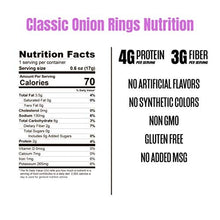 Load image into Gallery viewer, PeaTos Crunchy Rings Snacks, Classic Onion, .6 Ounce (15 Count), Junk Food Taste, Made from Peas, Bold Flavors, 4g Protein and 3g Fiber, Pea Plant Protein Snack