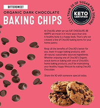 Load image into Gallery viewer, ChocXO Keto Certified Organic Dark Chocolate Baking Chips | USDA Organic, Non GMO, Certified Gluten Free, Keto Certified, Fairtrade Ingredients, and Kosher, 227 g (1 Bag) - Carb Free Zone