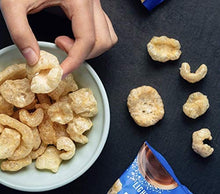 Load image into Gallery viewer, THE CURATORS Pork Puffs - Variety Pack, 22g (12 Packs) - High Protein Low Carb Keto Savoury Snacks with Crunch, Salt & Vinegar, Original Salted & Sweet Chilli BBQ