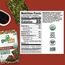 Load image into Gallery viewer, gimMe Organic Roasted Seaweed Sheets - Teriyaki - 20 Count - Keto, Vegan, Gluten Free - Great Source of Iodine and Omega 3’s - Healthy On-The-Go Snack for Kids & Adults - Carb Free Zone