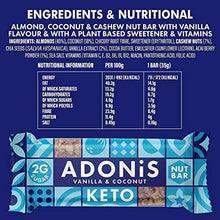 Load image into Gallery viewer, Adonis Keto Bar | Coconut Vanilla Snack Bars | 100% Natural Nut Snacks, Low Carb, Vegan, Gluten Free, Low Sugar, Paleo - Box of 16 - Carb Free Zone