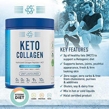Load image into Gallery viewer, Applied Nutrition Keto Collagen Protein Powder, Hydrolysed Collagen Peptides + MCT Healthy Fats, Ketogenic & Paleo Diet, Zero Sugar & Carbs, Healthy Skin, Nails, Hair, Bones, Unflavoured, 325g - Carb Free Zone