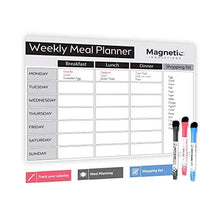 Load image into Gallery viewer, Magnetic Innovations Large A3 Fridge Meal Planner Board, Ideal as a Weekly Family Diet Planner, Food Shopping List, Menu Board, Includes 3 Markers
