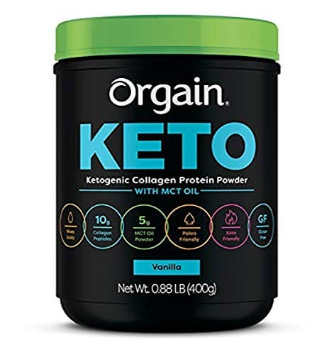 Orgain Keto Collagen Protein Powder with MCT Oil, Vanilla - Paleo Friendly, Grass Fed Hydrolyzed Collagen Peptides Type I and III, Dairy Free, Gluten Free, Soy Free, 0.88 Lb (Packaging May Vary)