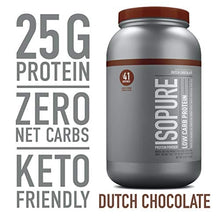 Load image into Gallery viewer, Isopure Low Carb, Vitamin C and Zinc for Immune Support, 25g Protein, Keto Friendly Protein Powder, 100% Whey Protein Isolate, Flavor: Dutch Chocolate, 3 Pounds (Packaging May Vary)
