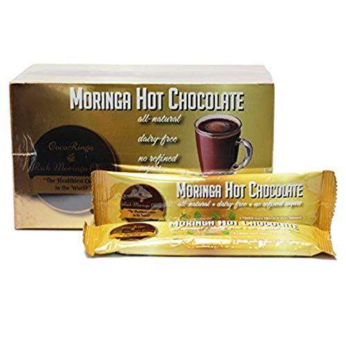 COCORINGA Moringa Hot Chocolate Cacao First Natural Keto Instant Non-dairy Hot Cocoa( 1 Box large) - Carb Free Zone