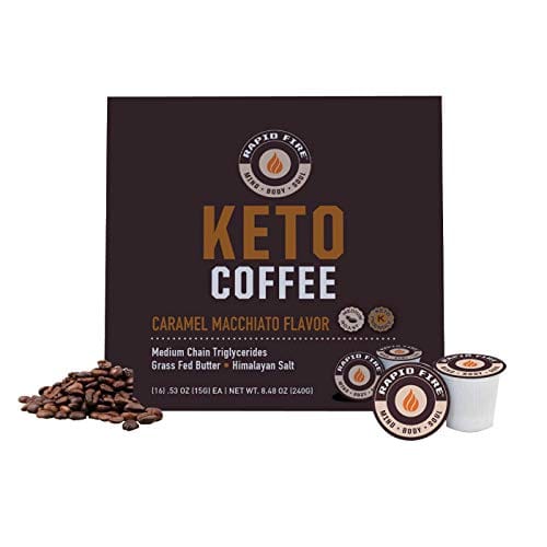 Rapid Fire Caramel Macchiato Ketogenic High Performance Keto Coffee Pods, Supports Energy & Metabolism, Weight Loss, Ketogenic Diet 16 Single Serve K Cup Pods
