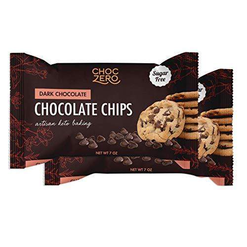 ChocZero's Dark Chocolate Chips - Sugar Free, Low Carb, Keto Friendly (2Bag, 14oz) - Carb Free Zone