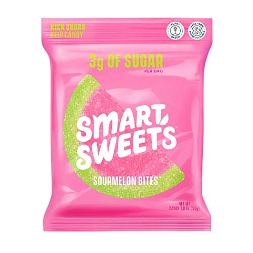 NEW SmartSweets Sourmelon Bites, Candy with Low Sugar (3g), Low Calorie, Plant-Based, Free From Sugar Alcohols, No Artificial Colors or Sweeteners, Pack of 6