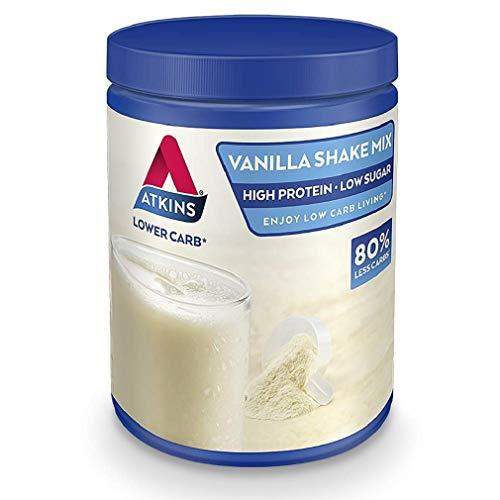 Atkins High Protein Shake Powder, Keto, Low Carb, Low Sugar, Vanilla Shake Mix, 10 Servings 370 g - Carb Free Zone
