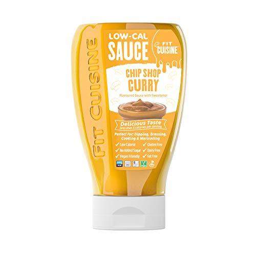 Fit Cuisine Low-Cal Sauce 425ml - Low Calorie, Gluten Free, No Added Sugar, 0 Fat, Keto, Vegan. for Dipping, Dressing, Cooking, Marinading. Gym & Fitness, Weight Loss, LowCarb Diet (Chip Shop Curry) - Carb Free Zone