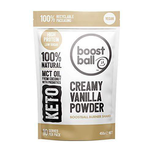 Boostball Keto Protein Powder, Vegan, High Protein, Low Sugar Shake with MCT Powder, Creamy Vanilla, 10 Servings 450g - Carb Free Zone