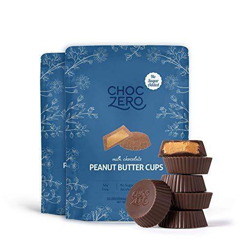 ChocZero's Milk Chocolate Peanut Butter Cups - NO ADDED SUGAR, KETO FRIENDLY, 2bags - Carb Free Zone