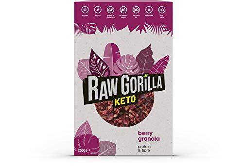 Raw Gorilla Keto Vegan Organic Berry Granola Breakfast (1 x 250g) | Keto | Vegan | Organic | NO Added Sugar | Low CARB | Gluten-Free