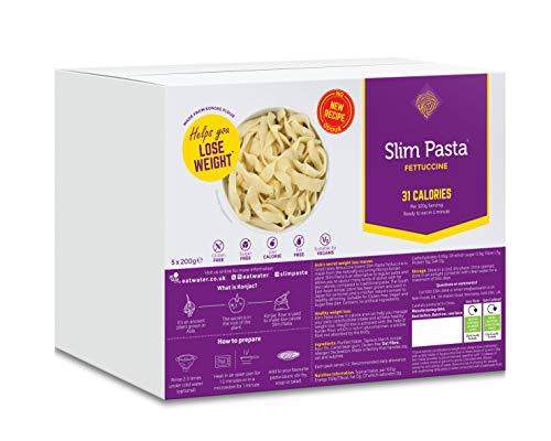 Eat Water Slim Pasta Fettuccine No Drain Low Carbohydrate Enviro 5 Pack * 200 Grams | Made from Gluten Free Konjac Flour | Paleo Diet - Carb Free Zone