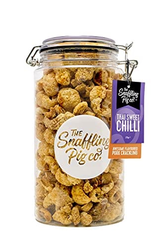 Snaffling Pig Thai Sweet Chilli Double-Cooked Pork Crackling Low Carb High Protein Keto Savoury Snack 275g Gifting Jar