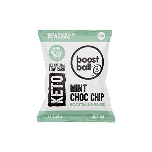 Boostballs Keto Snacks Pack (Low Carb/Vegan Snack/Low Sugar/Gluten Free/100% Natural/Mint Choc Chip Flavour), Keto Mint Choc Chip, Pack Of 12 - Carb Free Zone