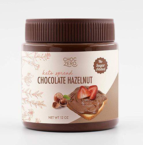 ChocZero Keto Milk Chocolate Hazelnut Spread - Keto Friendly, No Sugar Added, Best Low Carb Dessert, Perfect Topping for Almond Flour Pancakes, Naturally Sweetened with Monk Fruit (1 jar, 12 oz) - Carb Free Zone