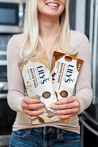 lily's baking chips white chocolate Salted Caramel Chocolate Baking Chips By Lily's Sweets | Stevia Sweetened, No Added Sugar, Low-Carb, Keto Friendly | 32% Cocoa | Fair Trade, Gluten-Free & Non-Gmo