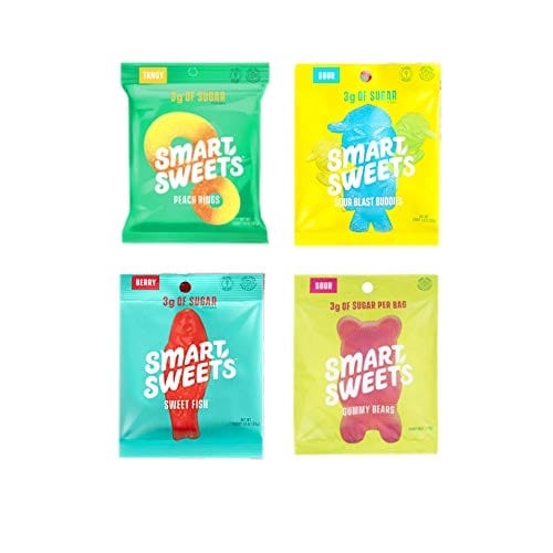SmartSweets Peach Ring Gummy, Sour Gummy Bears, Sweet Fish, Sour Buddies, Assortment Pack, Low Carb, Low Sugar, 7.2 oz. Total Keto-Friendly - Including New Flavor Peach Ring!